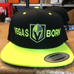 Vegas Golden Knights (VGK) Black and neon Vegas born SnapBack hat.